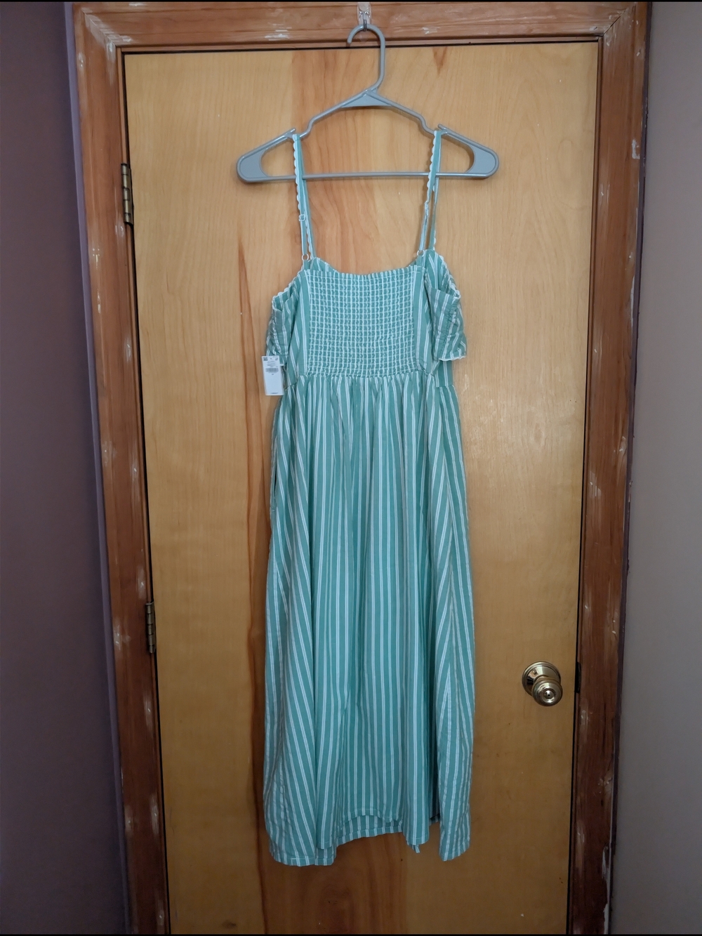 Striped Mint Green Tie-Front Maxi Dress - Picture 3 of 3